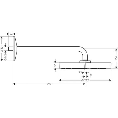 Hansgrohe Axor One 280mm Brusehoved - PowderRain & Rain Hansgrohe Axor One 280mm Brusehoved - PowderRain & Rain