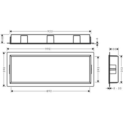 Hansgrohe XtraStoris Nicho de Pared - Negro, 300x900 mm - Almacenamiento de Baño Hansgrohe XtraStoris Nicho de Pared - Negro, 300x900 mm - Almacenamiento de Baño