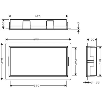 Hansgrohe XtraStoris Wandniche - RVS, Wit Hansgrohe XtraStoris Wandniche - RVS, Wit