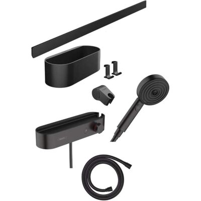 Hansgrohe WallStoris Komplett-Set mit Thermostat - Schwarz Hansgrohe WallStoris Komplett-Set mit Thermostat - Schwarz