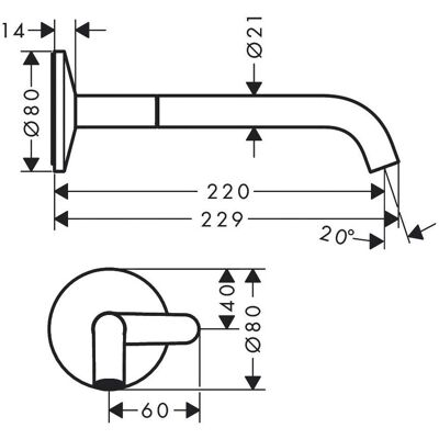 Hansgrohe Axor One Montaj pe perete - 220mm projection - Bronzate periată Hansgrohe Axor One Montaj pe perete - 220mm projection - Bronzate periată