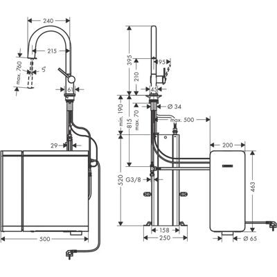 Hansgrohe Aqittura M91 Küchenmischer - Edelstahl, 76cm ausziehbar, 1Jet, sBox Hansgrohe Aqittura M91 Küchenmischer - Edelstahl, 76cm ausziehbar, 1Jet, sBox