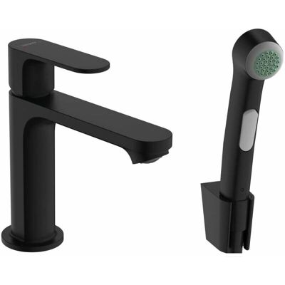 Hansgrohe Rebris S - Robinet negru mat cu duș pentru bidet și furtun Hansgrohe Rebris S - Robinet negru mat cu duș pentru bidet și furtun