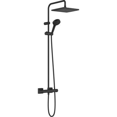 Système de douche Vernis Shape 240mm Noir Mat - Thermostatique, Économiseur d'eau Système de douche Vernis Shape 240mm Noir Mat - Thermostatique, Économiseur d'eau