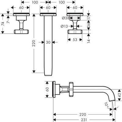 Hansgrohe Axor Citterio E Baterie de baie cu 3 orificii - Baie Hansgrohe Axor Citterio E Baterie de baie cu 3 orificii - Baie