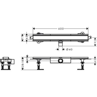 Hansgrohe RainDrain Compact Drenaj de duș - Oțel inoxidabil periat - 600mm Hansgrohe RainDrain Compact Drenaj de duș - Oțel inoxidabil periat - 600mm