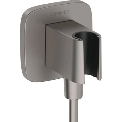 Connessione a parete Hansgrohe in nero cromo spazzolato con supporto doccia Connessione a parete Hansgrohe in nero cromo spazzolato con supporto doccia