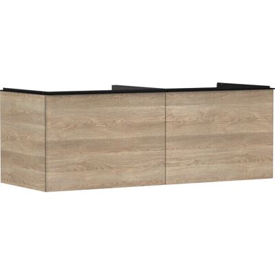 Hansgrohe Xelu Q Dulap de perete pentru chiuvetă - Stejar natural, negru mat, 2 sertare Hansgrohe Xelu Q Dulap de perete pentru chiuvetă - Stejar natural, negru mat, 2 sertare