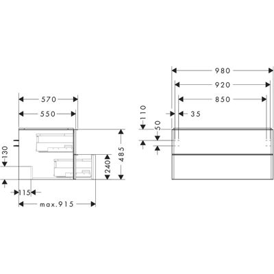 Hansgrohe Xelu Q Dulap de Perete pentru Chiuvetă - 2 Sertare - 980x550mm - Alb Lucios Hansgrohe Xelu Q Dulap de Perete pentru Chiuvetă - 2 Sertare - 980x550mm - Alb Lucios