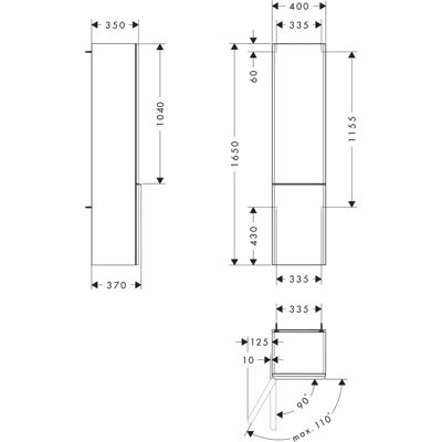 Hansgrohe Xelu Q Eiche Natur / Mattschwarz - Hochschrank - 370x400x1650 mm Hansgrohe Xelu Q Eiche Natur / Mattschwarz - Hochschrank - 370x400x1650 mm