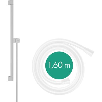 Barra de ducha Blanca Mate de 65cm con soporte y manguera de 1.6m - Accesorios de ducha Barra de ducha Blanca Mate de 65cm con soporte y manguera de 1.6m - Accesorios de ducha