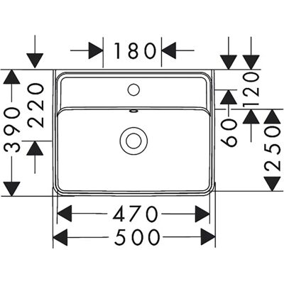 Hansgrohe Xanuia Q Håndvask - Vægmontering, 1 kranhul, 500x390mm, hvid Hansgrohe Xanuia Q Håndvask - Vægmontering, 1 kranhul, 500x390mm, hvid