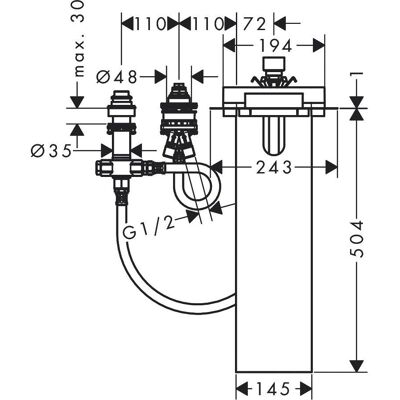 Hansgrohe Modell 13481180 - 3-Loch Badarmatur Grundkörper Hansgrohe Modell 13481180 - 3-Loch Badarmatur Grundkörper