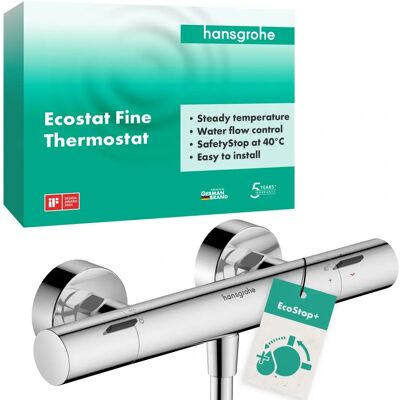 Hansgrohe Ecostat Fine Termostat - Comutator de Duș, Montaj pe Suprafață Hansgrohe Ecostat Fine Termostat - Comutator de Duș, Montaj pe Suprafață