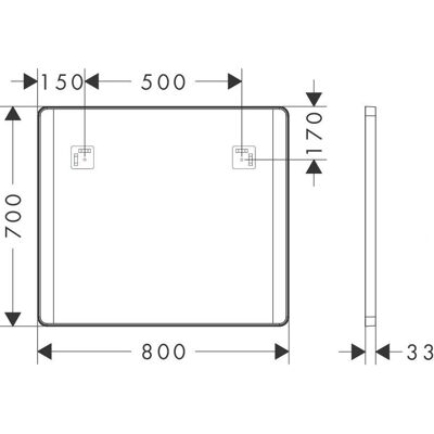 Hansgrohe Xarita Lite Q Spejl - Side LED-lys, 800x700mm Hansgrohe Xarita Lite Q Spejl - Side LED-lys, 800x700mm