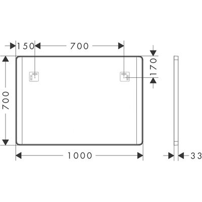 Hansgrohe Xarita Lite Q Spejl - Side LED-belysning - 1000x30x700mm - Vægkontakt Hansgrohe Xarita Lite Q Spejl - Side LED-belysning - 1000x30x700mm - Vægkontakt