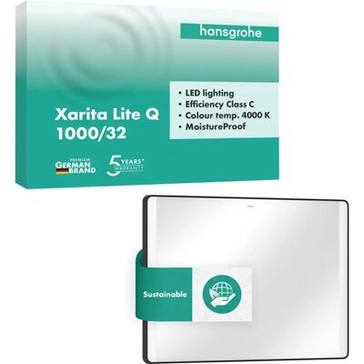 Hansgrohe Xarita Lite Q Spejl - LED sidebelysning - 1000x30x700mm Hansgrohe Xarita Lite Q Spejl - LED sidebelysning - 1000x30x700mm