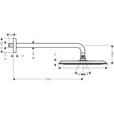 Hansgrohe Axor Citterio C Cap de duș - PowderRain, 270x270mm, Montaj pe perete Hansgrohe Axor Citterio C Cap de duș - PowderRain, 270x270mm, Montaj pe perete