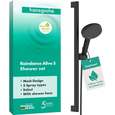 Hansgrohe Raindance Alive Select S Duschset - Schwarz 125mm, 3jet, 0,65m, Ganzkörperdusche Hansgrohe Raindance Alive Select S Duschset - Schwarz 125mm, 3jet, 0,65m, Ganzkörperdusche