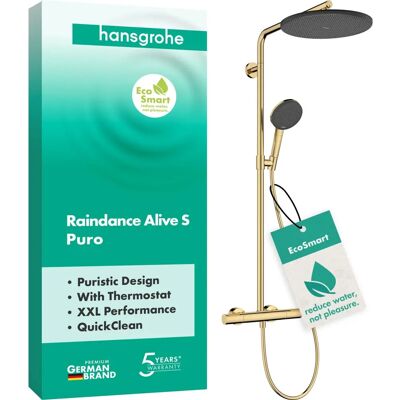 Hansgrohe Hansgrohe Raindance Alive S Puro Brusesystem - Vandbesparende, 8 l/min Hansgrohe Hansgrohe Raindance Alive S Puro Brusesystem - Vandbesparende, 8 l/min