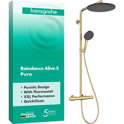 Hansgrohe Raindance Alive S Puro Duschsystem - Polished Gold - 24592990 Hansgrohe Raindance Alive S Puro Duschsystem - Polished Gold - 24592990