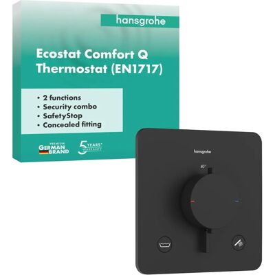 Hansgrohe Ecostat Comfort Q Termostato - Seguridad infantil, 2 funciones, negro mate Hansgrohe Ecostat Comfort Q Termostato - Seguridad infantil, 2 funciones, negro mate
