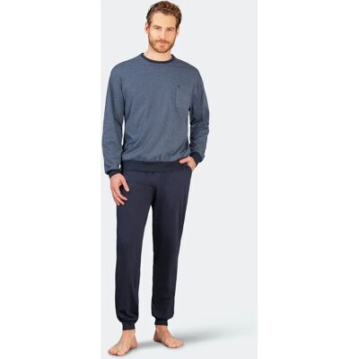 Hajo, Herren, Pyjama, Premium Cotton Schlafanzug, Blau, (58) - Nachtwäsche Hajo, Herren, Pyjama, Premium Cotton Schlafanzug, Blau, (58) - Nachtwäsche