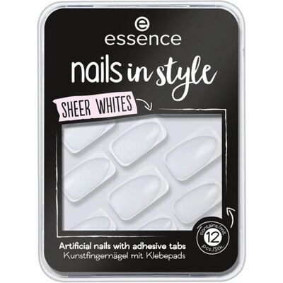 Unhas Artificiais Essence Cosmetics Brancas Transparentes - 12 Peças Unhas Artificiais Essence Cosmetics Brancas Transparentes - 12 Peças