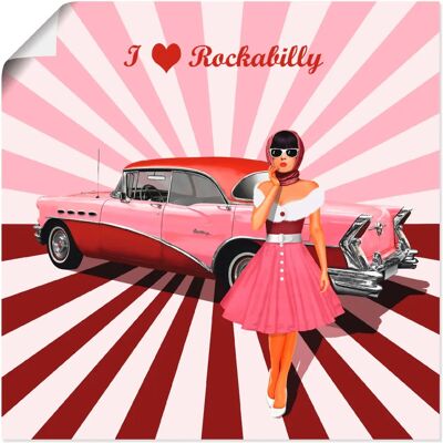 ARTLAND Rockabilly Pink Wandbild ARTLAND Rockabilly Pink Wandbild