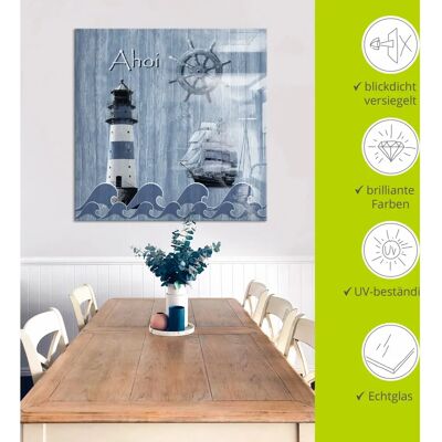 ARTLAND - Ahoi im maritimen Blau - Glasbild ARTLAND - Ahoi im maritimen Blau - Glasbild