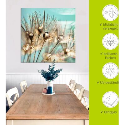ARTLAND - Pusteblume Goldener Tau - Blau - Glaswandkunst ARTLAND - Pusteblume Goldener Tau - Blau - Glaswandkunst