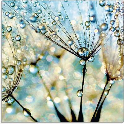 ARTLAND Blaues Löwenzahn Glasbild - Pusteblume Blaue Diamanten - Wanddekoration ARTLAND Blaues Löwenzahn Glasbild - Pusteblume Blaue Diamanten - Wanddekoration