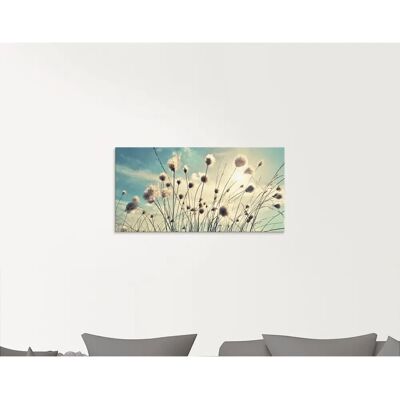 ARTLAND Wollgras Wandbild - Gräser, Blau - 100x50 cm ARTLAND Wollgras Wandbild - Gräser, Blau - 100x50 cm