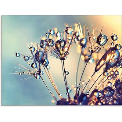 ARTLAND Pusteblume Glitzertau Glasbild - Blumen, Blau, 80x60cm ARTLAND Pusteblume Glitzertau Glasbild - Blumen, Blau, 80x60cm
