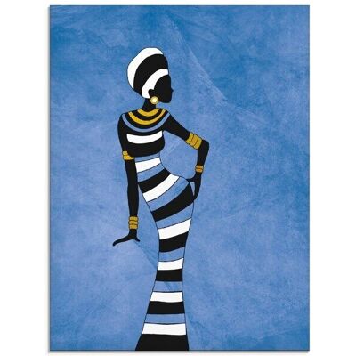 ARTLAND Afrikanische Frau Glasbild - 45x60cm, Blau, Hochwertig ARTLAND Afrikanische Frau Glasbild - 45x60cm, Blau, Hochwertig