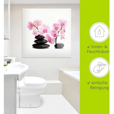 ARTland - Schwarze Steine und pink Orchidee - Glass picture ARTland - Schwarze Steine und pink Orchidee - Glass picture