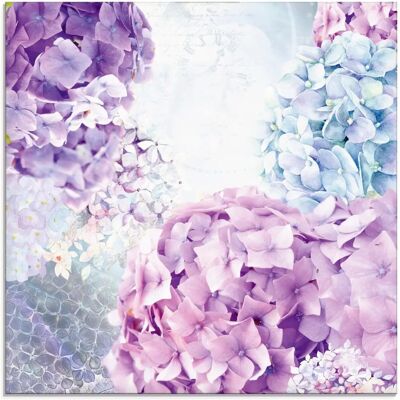 ARTLAND Blau Pink Hortensie Wandbild - 50x50cm Glasbild ARTLAND Blau Pink Hortensie Wandbild - 50x50cm Glasbild