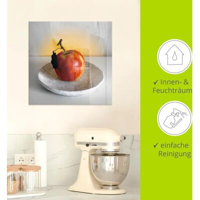 ARTLAND - Ein Apfel am Tag - 20x20 cm - Grau - Glass picture ARTLAND - Ein Apfel am Tag - 20x20 cm - Grau - Glass picture