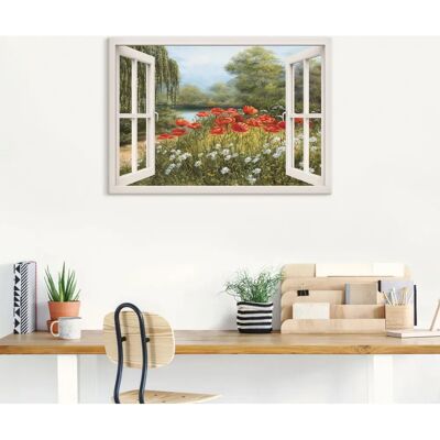 ARTLAND Wandbild Mohnwiese Grün - Leinwand & Poster ARTLAND Wandbild Mohnwiese Grün - Leinwand & Poster