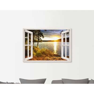 ARTLAND Sonnenuntergang am See Wandbild - Landschaft, 70x50cm, Bunt ARTLAND Sonnenuntergang am See Wandbild - Landschaft, 70x50cm, Bunt