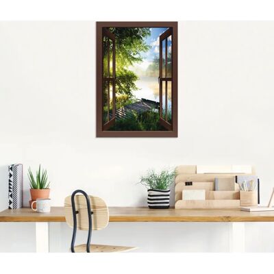 ARTLAND Fensterblick Angelsteg am Fluss - Wandbild ARTLAND Fensterblick Angelsteg am Fluss - Wandbild