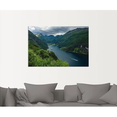 ARTLAND Geirangerfjord Norwegen Wandbild - Grün - 60x40cm ARTLAND Geirangerfjord Norwegen Wandbild - Grün - 60x40cm