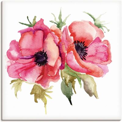 ARTLAND Pink Mohnblumen Wandbild - 70x70 cm, Leinwand, Alu, Poster ARTLAND Pink Mohnblumen Wandbild - 70x70 cm, Leinwand, Alu, Poster
