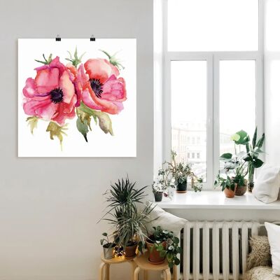 ARTLAND - Mohnblumen - 40x40 cm - rosa - Wandkunst ARTLAND - Mohnblumen - 40x40 cm - rosa - Wandkunst