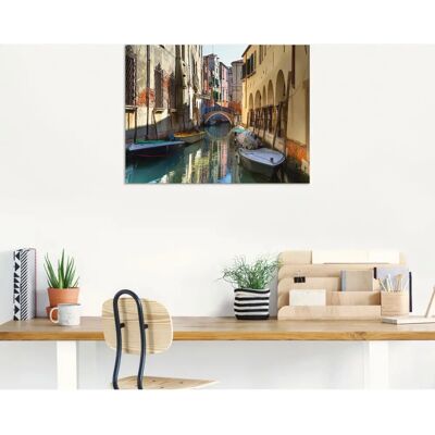 ARTLAND - Boote auf Kanal in Venedig - 40 cm x 30 cm - Wandbild ARTLAND - Boote auf Kanal in Venedig - 40 cm x 30 cm - Wandbild