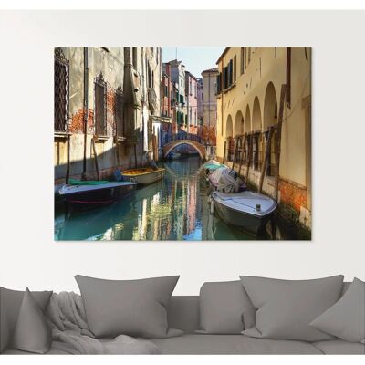ARTLAND Boot auf Kanal in Venedig Glasbild - Glas Wandkunst ARTLAND Boot auf Kanal in Venedig Glasbild - Glas Wandkunst