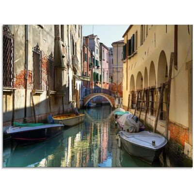 ARTLAND Venedig Boote Glasbild - 80x60cm UV-Beständig ARTLAND Venedig Boote Glasbild - 80x60cm UV-Beständig