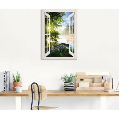 ARTLAND Weiß Fensterblick Angelsteg am Fluss Wandbild 70x100cm ARTLAND Weiß Fensterblick Angelsteg am Fluss Wandbild 70x100cm