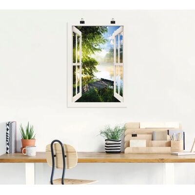 ARTLAND - Fensterblick Angelsteg am Fluss - 50x70 cm - Alubild ARTLAND - Fensterblick Angelsteg am Fluss - 50x70 cm - Alubild