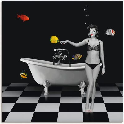 ARTLAND Badezimmer Fische Wandbild - 50x50cm Leinwand & Metallprint ARTLAND Badezimmer Fische Wandbild - 50x50cm Leinwand & Metallprint